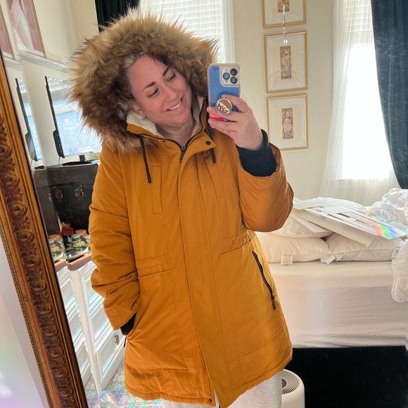 NWT NEVER WORN Incredible luxe Nine West mustard yellow winter coat XXL - Picture 5 of 11